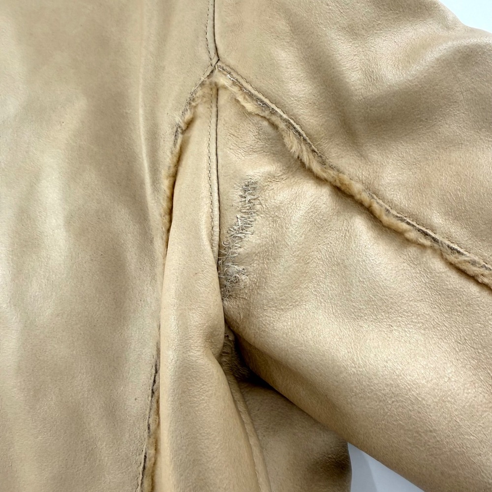 Leather Limited Shearling Coat Womens Medium Tan Good Penny Lane Genuine Leather - Picture 12 of 13